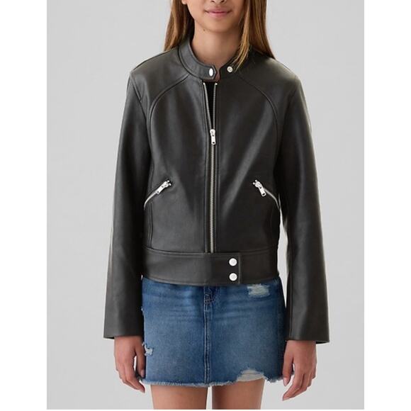 Gap - Kids Vegan Leather Moto Jacket / M / Black / NWOT - Picture 1 of 5